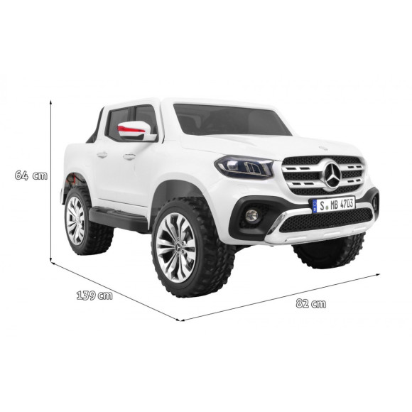 Mercedes Benz X-Class dla dzieci Biały + Pilot + Napęd 4x4 + MP4 + Bagażnik + LED + EVA