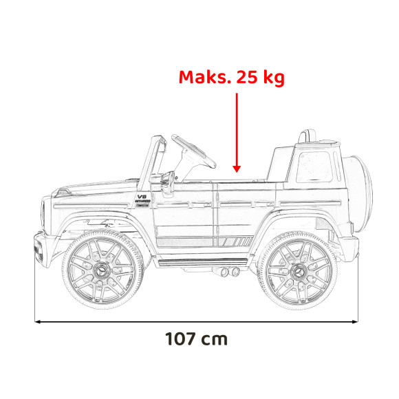Mercedes AMG G63 dla dzieci Czarny + Pilot + MP3 LED + Wolny Start + EVA + Pasy
