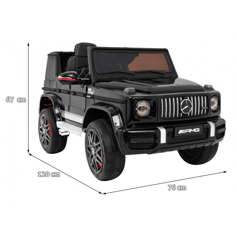 Mercedes AMG G63 dla dzieci Lakier Czarny + Pilot + MP3 LED + Wolny Start + EVA + Pasy