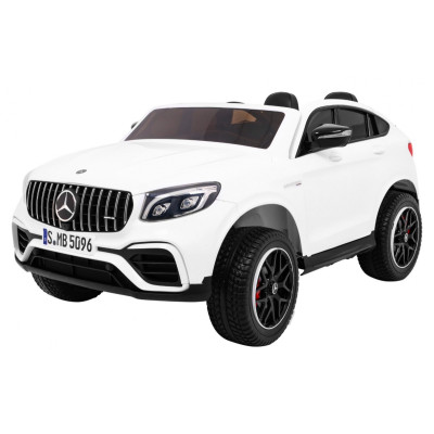 Auto Mercedes GLC 63S dla dzieci Biały + Napęd 4x4 + MP4 + LED + Ekoskóra + Wolny Start + EVA