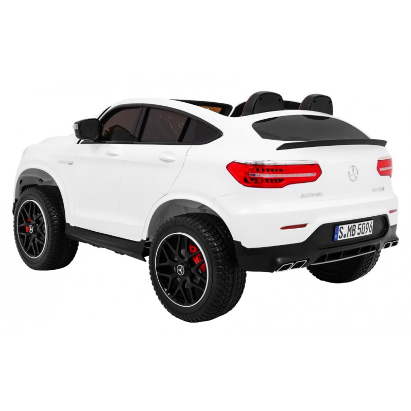 Auto Mercedes GLC 63S dla dzieci Biały + Napęd 4x4 + MP4 + LED + Ekoskóra + Wolny Start + EVA