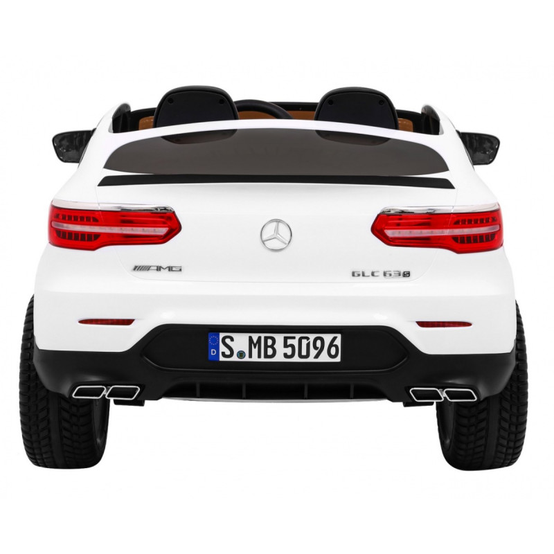 Auto Mercedes GLC 63S dla dzieci Biały + Napęd 4x4 + MP4 + LED + Ekoskóra + Wolny Start + EVA
