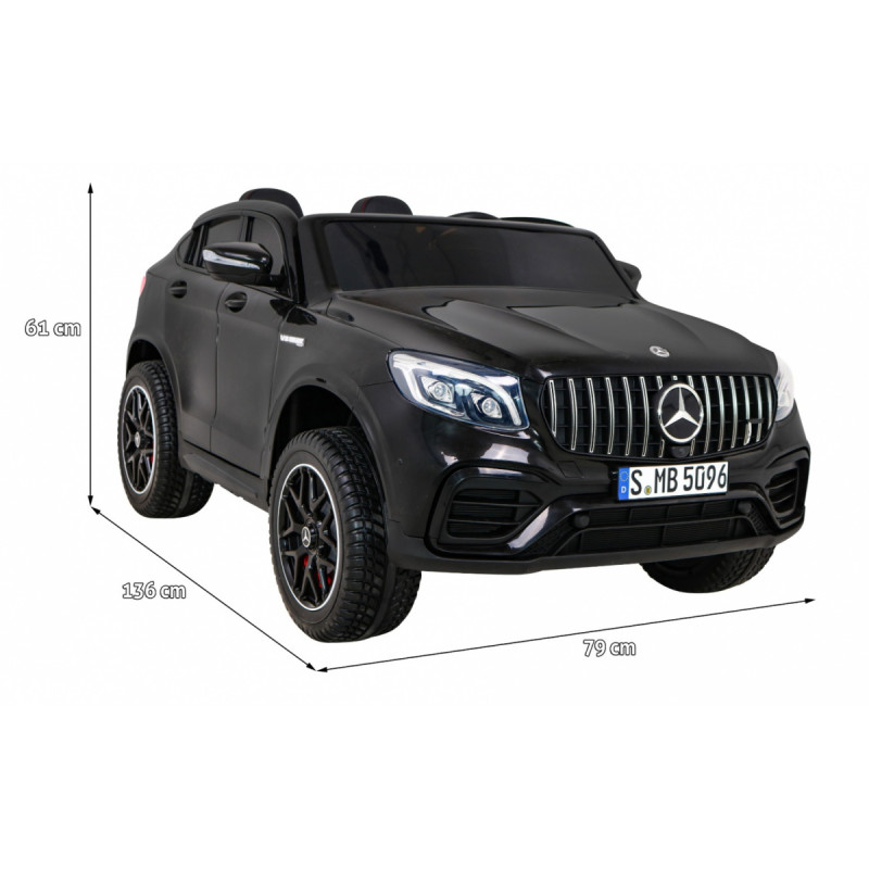 Auto Mercedes GLC 63S dla dzieci Czarny + Napęd 4x4 + MP4 + LED + Ekoskóra + Wolny Start + EVA