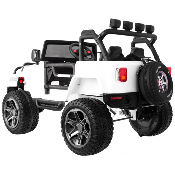 Auto terenowe typu jeep Monster 4x4 dla dzieci Biały + Pilot + Regulacja siedzenia + Wolny Start + MP3 LED + Bagażnik + Plecak
