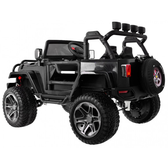 Auto terenowe typu jeep Monster 4x4 dla dzieci Czarny + Pilot + Regulacja siedzenia + Wolny Start + MP3 LED + Bagażnik + Plecak