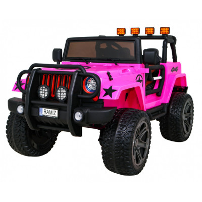Auto terenowe typu jeep Monster 4x4 dla dzieci Różowy + Pilot + Regulacja siedzenia + Wolny Start + MP3 LED + Bagażnik + Plec