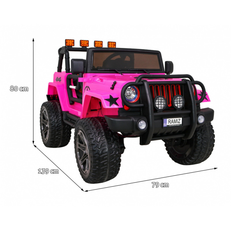 Auto terenowe typu jeep Monster 4x4 dla dzieci Różowy + Pilot + Regulacja siedzenia + Wolny Start + MP3 LED + Bagażnik + Plec