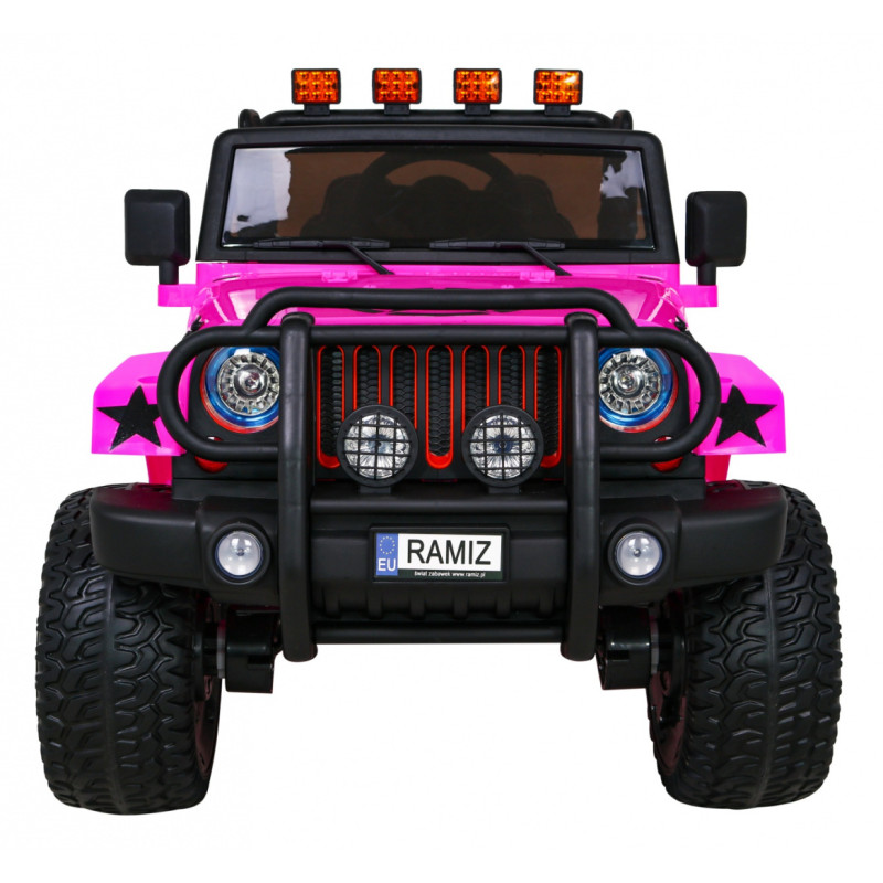 Auto terenowe typu jeep Monster 4x4 dla dzieci Różowy + Pilot + Regulacja siedzenia + Wolny Start + MP3 LED + Bagażnik + Plec