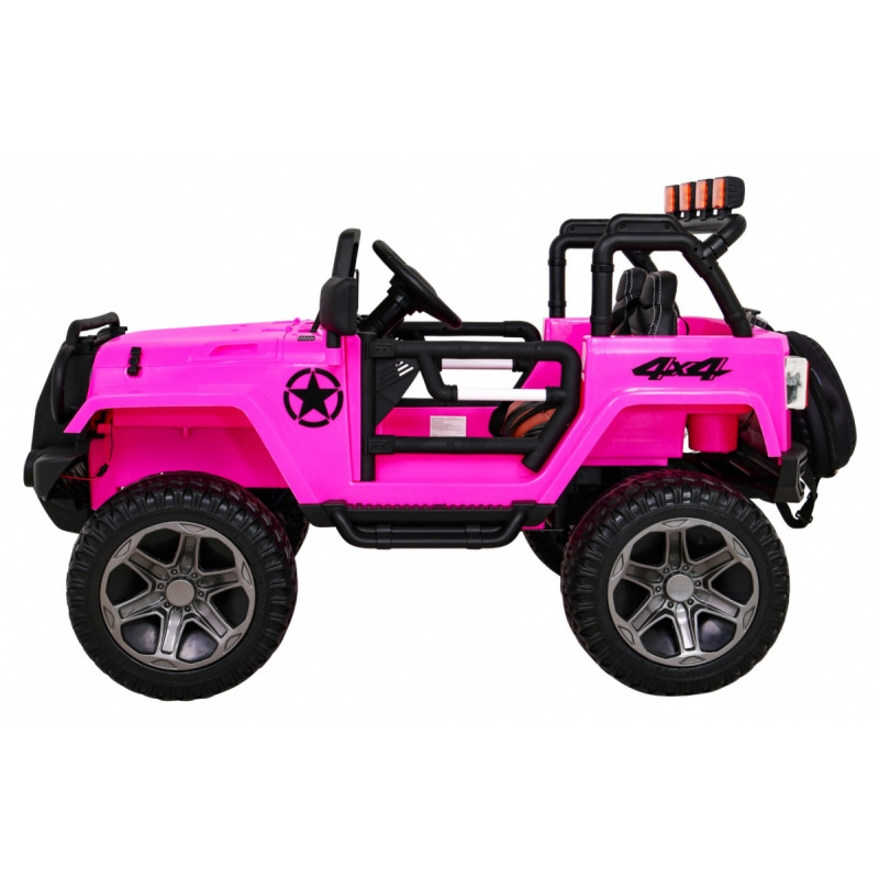 Auto terenowe typu jeep Monster 4x4 dla dzieci Różowy + Pilot + Regulacja siedzenia + Wolny Start + MP3 LED + Bagażnik + Plec