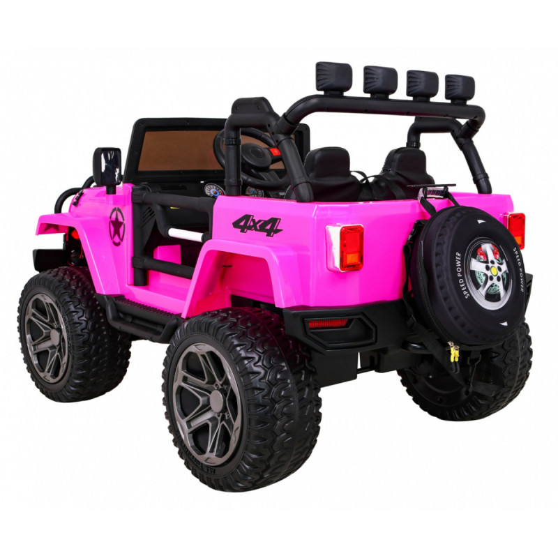 Auto terenowe typu jeep Monster 4x4 dla dzieci Różowy + Pilot + Regulacja siedzenia + Wolny Start + MP3 LED + Bagażnik + Plec