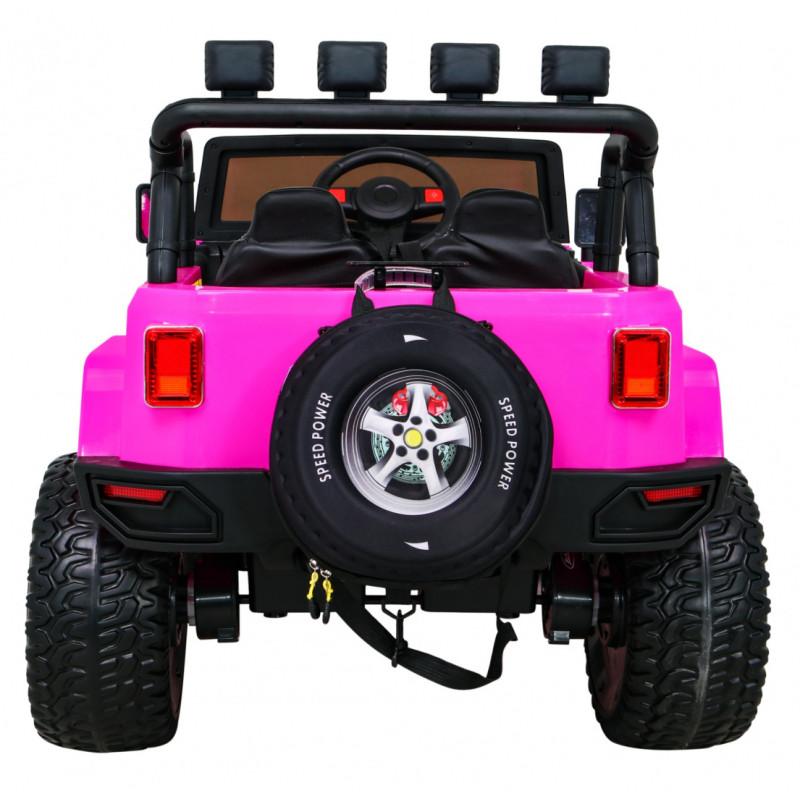 Auto terenowe typu jeep Monster 4x4 dla dzieci Różowy + Pilot + Regulacja siedzenia + Wolny Start + MP3 LED + Bagażnik + Plec