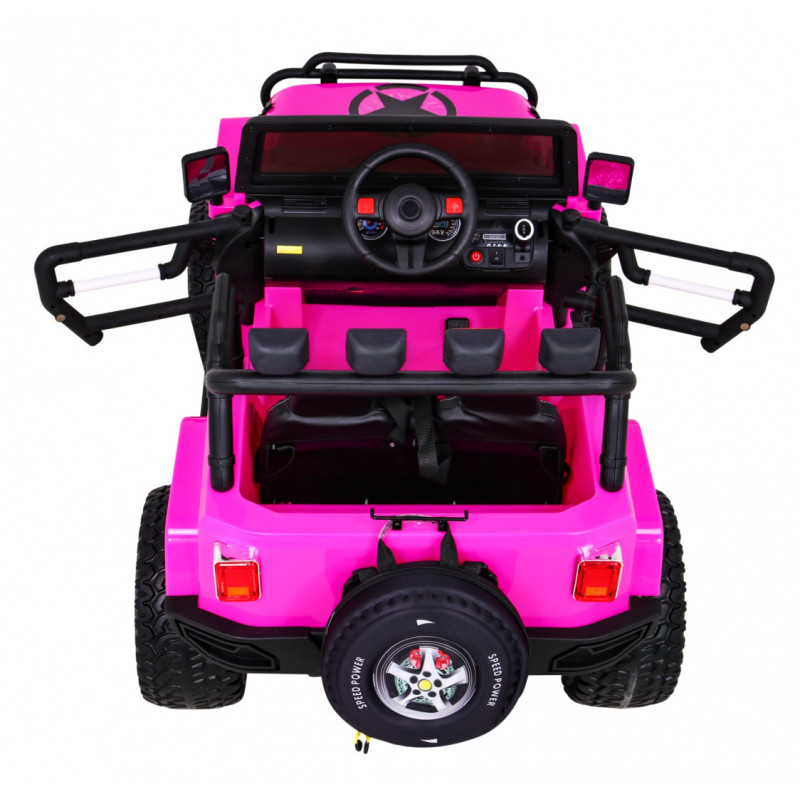 Auto terenowe typu jeep Monster 4x4 dla dzieci Różowy + Pilot + Regulacja siedzenia + Wolny Start + MP3 LED + Bagażnik + Plec