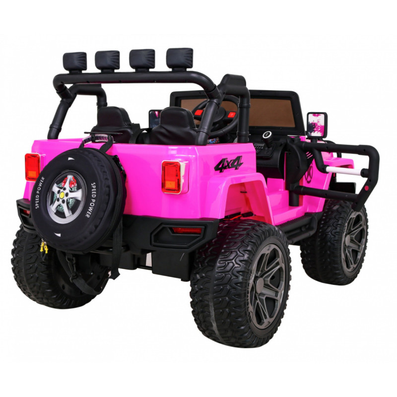 Auto terenowe typu jeep Monster 4x4 dla dzieci Różowy + Pilot + Regulacja siedzenia + Wolny Start + MP3 LED + Bagażnik + Plec
