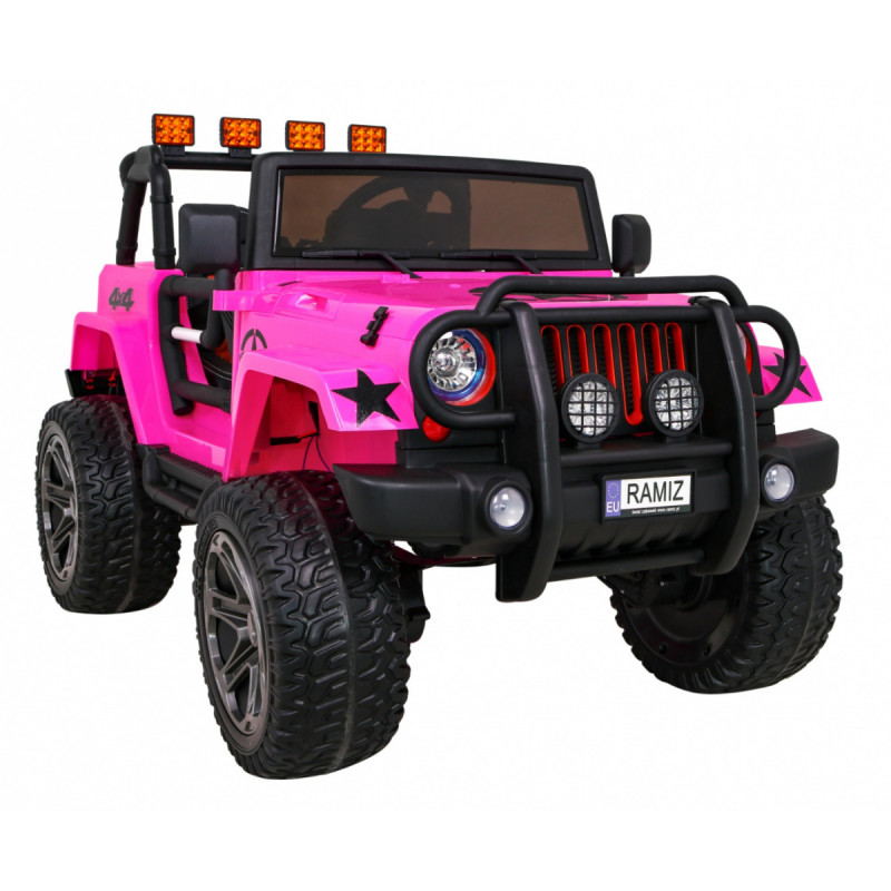 Auto terenowe typu jeep Monster 4x4 dla dzieci Różowy + Pilot + Regulacja siedzenia + Wolny Start + MP3 LED + Bagażnik + Plec