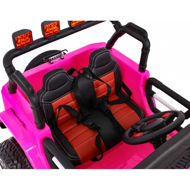 Auto terenowe typu jeep Monster 4x4 dla dzieci Różowy + Pilot + Regulacja siedzenia + Wolny Start + MP3 LED + Bagażnik + Plec