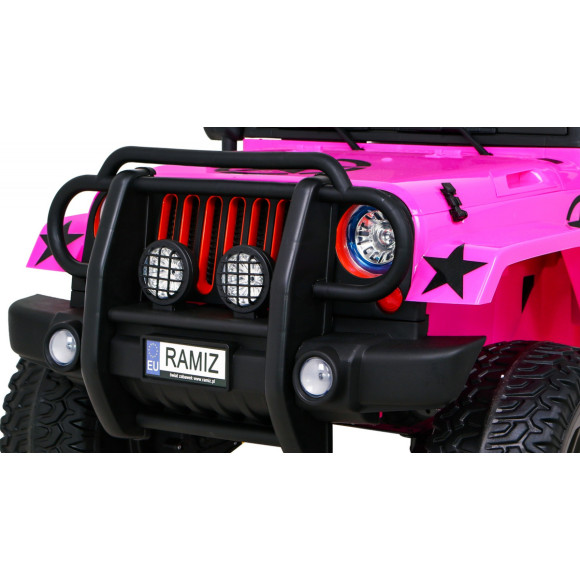 Auto terenowe typu jeep Monster 4x4 dla dzieci Różowy + Pilot + Regulacja siedzenia + Wolny Start + MP3 LED + Bagażnik + Plec