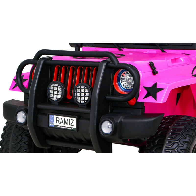Auto terenowe typu jeep Monster 4x4 dla dzieci Różowy + Pilot + Regulacja siedzenia + Wolny Start + MP3 LED + Bagażnik + Plec