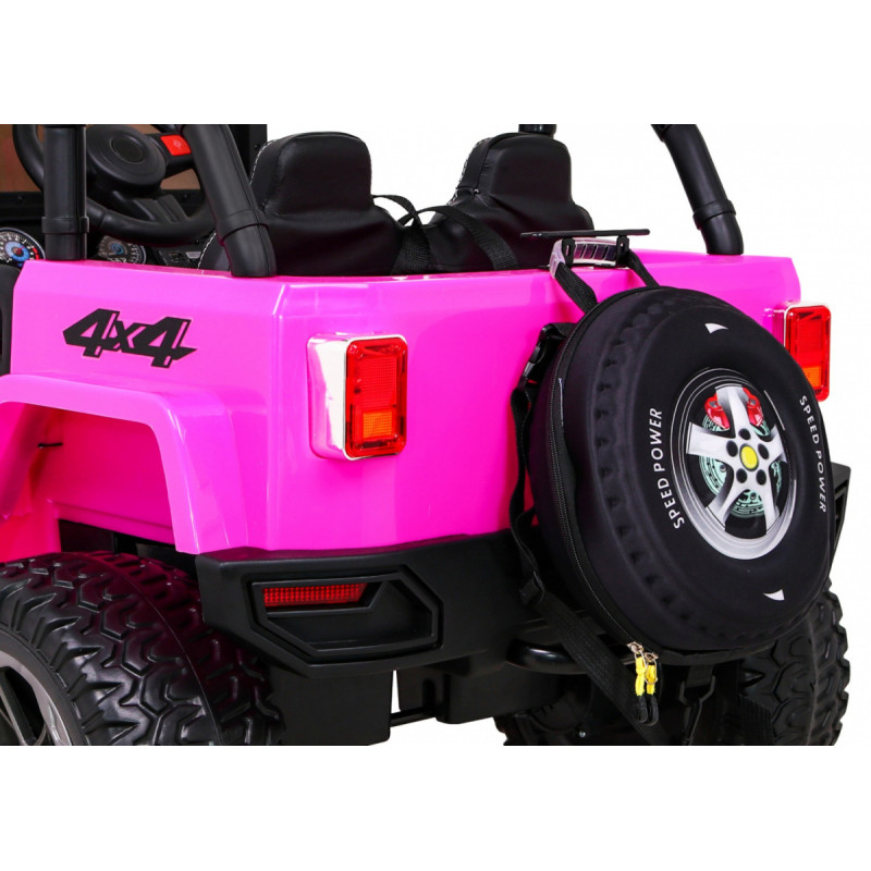 Auto terenowe typu jeep Monster 4x4 dla dzieci Różowy + Pilot + Regulacja siedzenia + Wolny Start + MP3 LED + Bagażnik + Plec