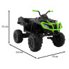 Quad XL ATV 2,4GHz na akumulator dla dzieci Czarno-Zielony + Pilot + Napęd 4x4 + Bagażnik + Wolny Start + EVA + Audio LED