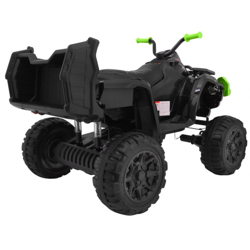 Quad XL ATV 2,4GHz na akumulator dla dzieci Czarno-Zielony + Pilot + Napęd 4x4 + Bagażnik + Wolny Start + EVA + Audio LED