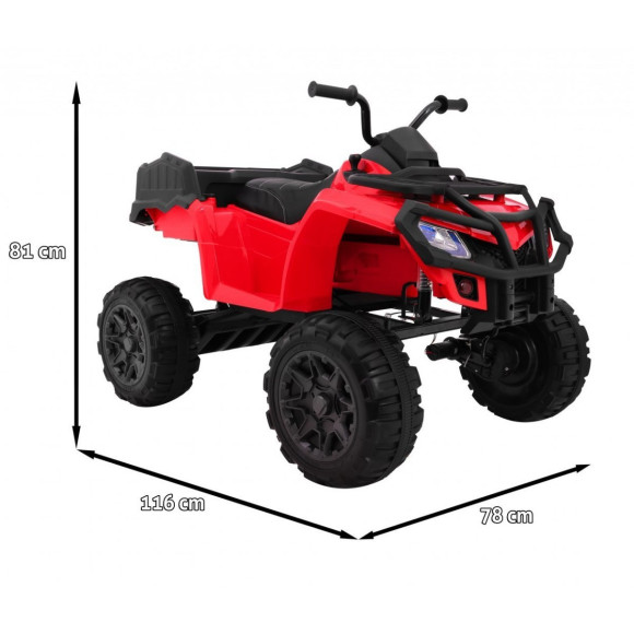 Quad XL ATV 2,4GHz na akumulator dla dzieci Czerwony + Pilot + Napęd 4x4 + Bagażnik + Wolny Start + EVA + Audio LED Quad XL ATV 2,4GHz na akumulator dla dzieci Czerwony + Pilot + Napęd 4x4 + Bagażnik + Wolny Start + EVA + Audio LED