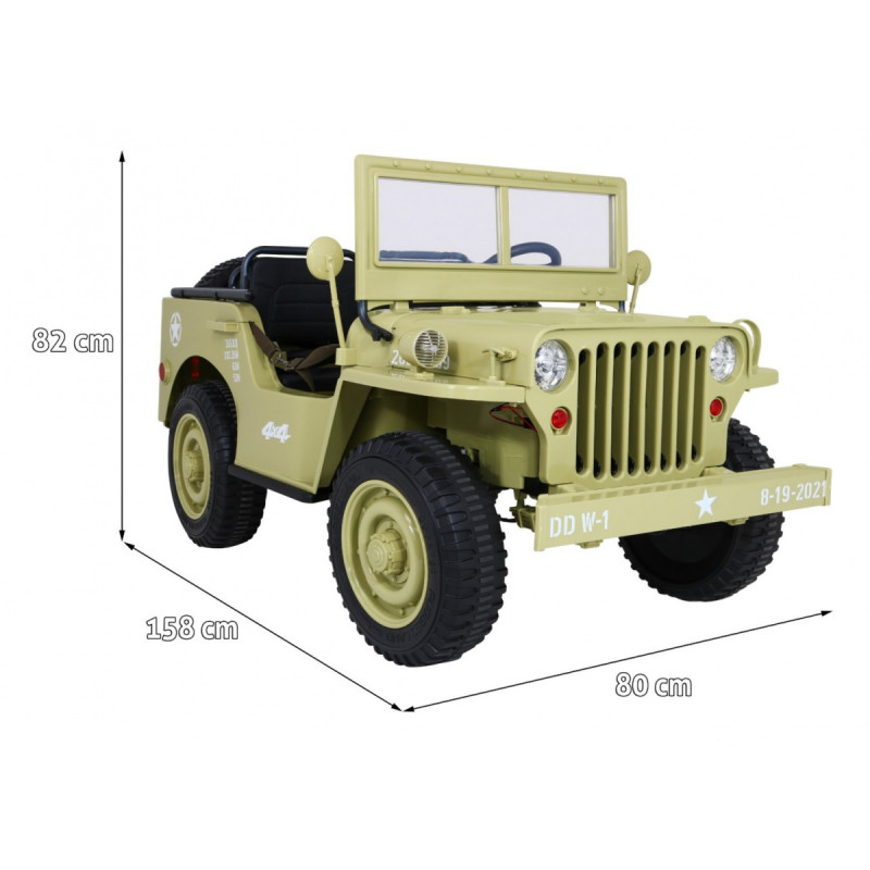 Autko Wojskowe Retro dla 3 dzieci Matcha + Napęd 4x4 + Schowki + EVA + Wolny Start + MP3 LED