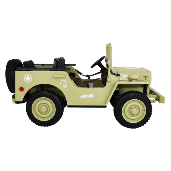 Autko Wojskowe Retro dla 3 dzieci Matcha + Napęd 4x4 + Schowki + EVA + Wolny Start + MP3 LED