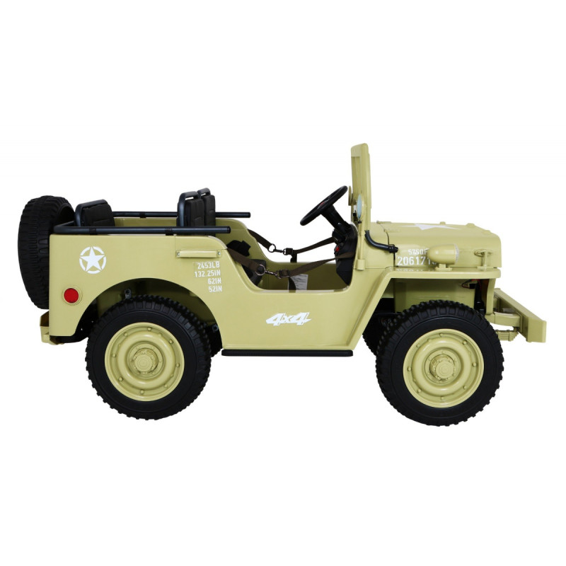 Autko Wojskowe Retro dla 3 dzieci Matcha + Napęd 4x4 + Schowki + EVA + Wolny Start + MP3 LED
