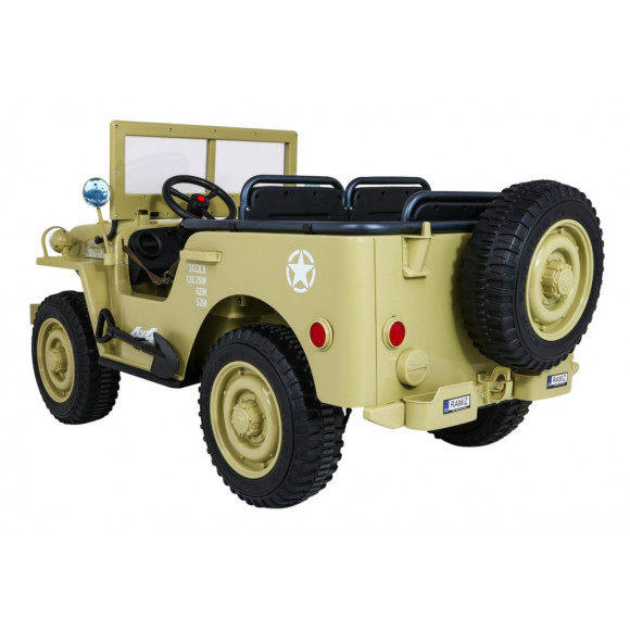 Autko Wojskowe Retro dla 3 dzieci Matcha + Napęd 4x4 + Schowki + EVA + Wolny Start + MP3 LED