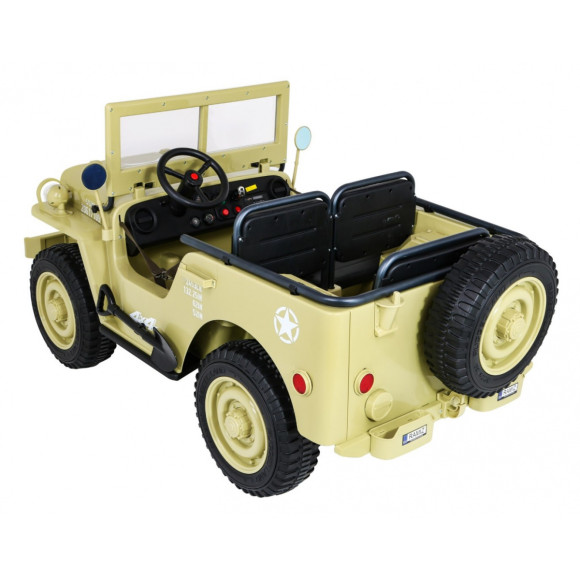 Autko Wojskowe Retro dla 3 dzieci Matcha + Napęd 4x4 + Schowki + EVA + Wolny Start + MP3 LED