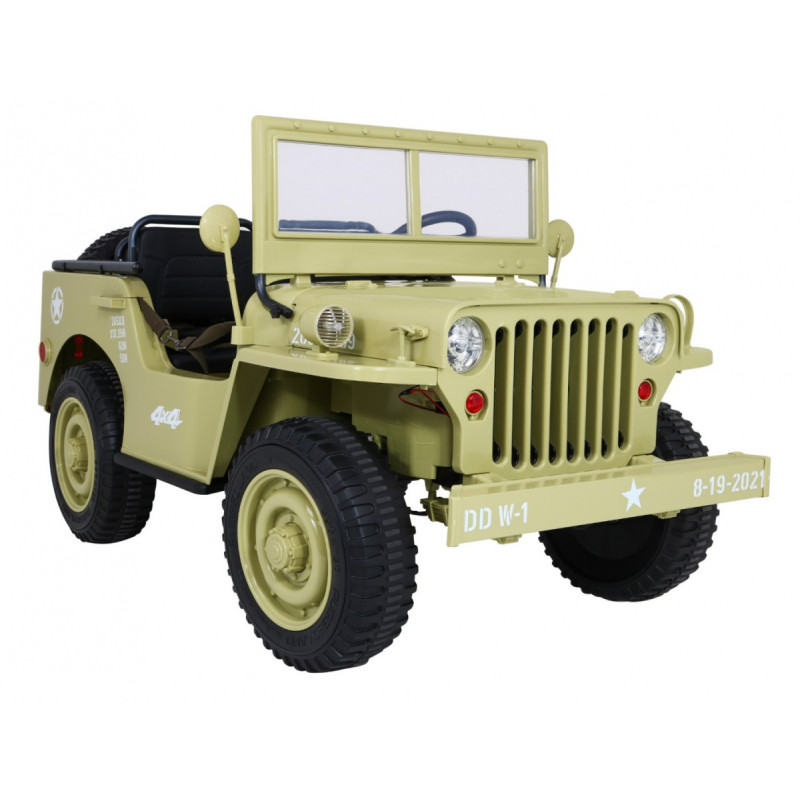 Autko Wojskowe Retro dla 3 dzieci Matcha + Napęd 4x4 + Schowki + EVA + Wolny Start + MP3 LED