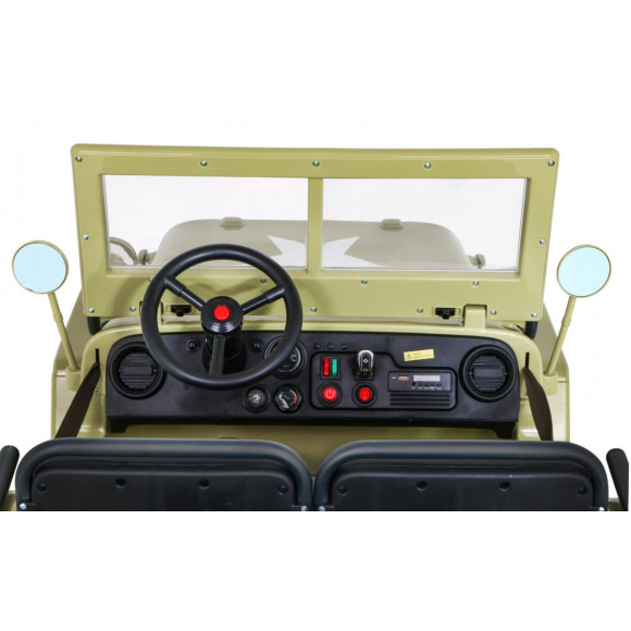 Autko Wojskowe Retro dla 3 dzieci Matcha + Napęd 4x4 + Schowki + EVA + Wolny Start + MP3 LED