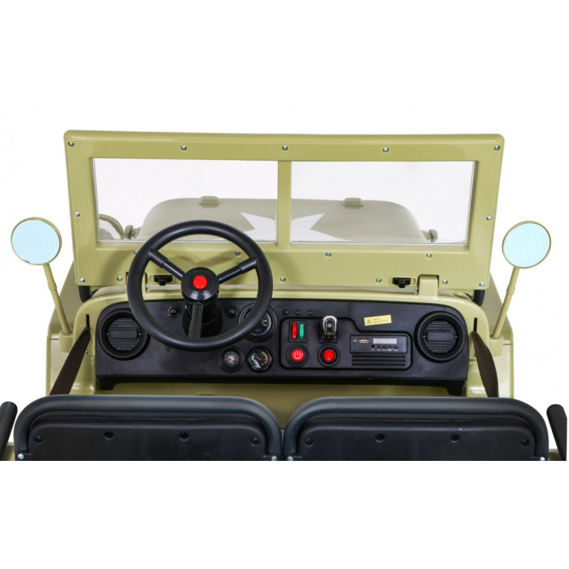 Autko Wojskowe Retro dla 3 dzieci Matcha + Napęd 4x4 + Schowki + EVA + Wolny Start + MP3 LED