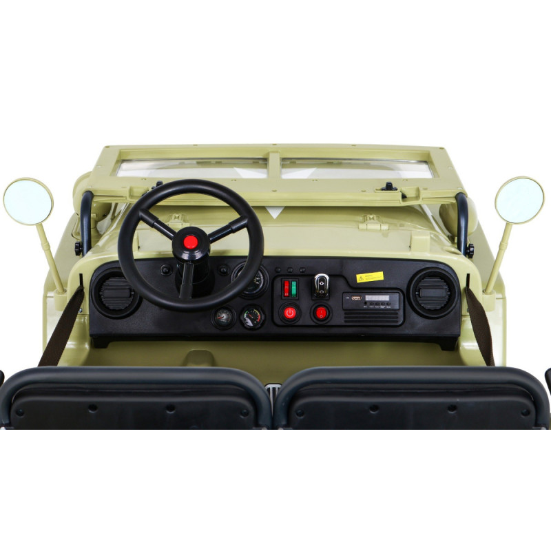 Autko Wojskowe Retro dla 3 dzieci Matcha + Napęd 4x4 + Schowki + EVA + Wolny Start + MP3 LED
