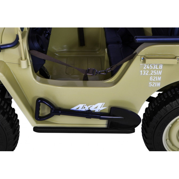 Autko Wojskowe Retro dla 3 dzieci Matcha + Napęd 4x4 + Schowki + EVA + Wolny Start + MP3 LED