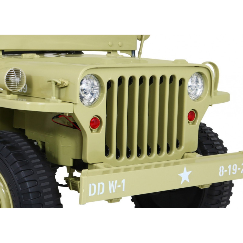 Autko Wojskowe Retro dla 3 dzieci Matcha + Napęd 4x4 + Schowki + EVA + Wolny Start + MP3 LED