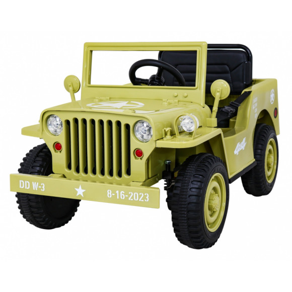 Autko Wojskowe Retro dla dzieci Beżowy + Napęd 4x4 + Pilot + 2 Bagażniki + Wolny Start + MP3 LED Autko Wojskowe Retro dla dzieci Beżowy + Napęd 4x4 + Pilot + 2 Bagażniki + Wolny Start + MP3 LED