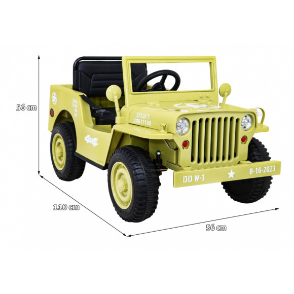 Autko Wojskowe Retro dla dzieci Beżowy + Napęd 4x4 + Pilot + 2 Bagażniki + Wolny Start + MP3 LED Autko Wojskowe Retro dla dzieci Beżowy + Napęd 4x4 + Pilot + 2 Bagażniki + Wolny Start + MP3 LED