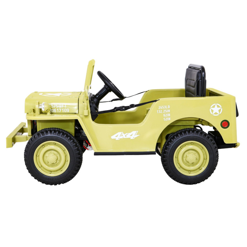 Autko Wojskowe Retro dla dzieci Beżowy + Napęd 4x4 + Pilot + 2 Bagażniki + Wolny Start + MP3 LED