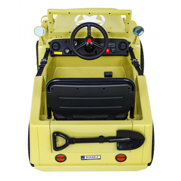 Autko Wojskowe Retro dla dzieci Beżowy + Napęd 4x4 + Pilot + 2 Bagażniki + Wolny Start + MP3 LED Autko Wojskowe Retro dla dzieci Beżowy + Napęd 4x4 + Pilot + 2 Bagażniki + Wolny Start + MP3 LED