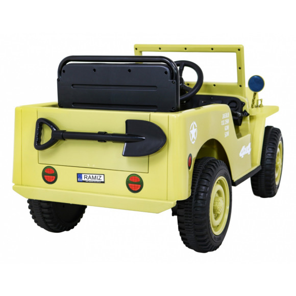 Autko Wojskowe Retro dla dzieci Beżowy + Napęd 4x4 + Pilot + 2 Bagażniki + Wolny Start + MP3 LED Autko Wojskowe Retro dla dzieci Beżowy + Napęd 4x4 + Pilot + 2 Bagażniki + Wolny Start + MP3 LED
