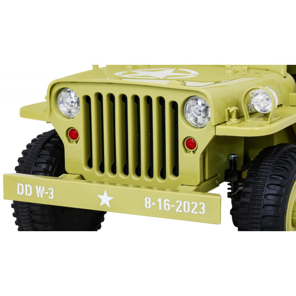 Autko Wojskowe Retro dla dzieci Beżowy + Napęd 4x4 + Pilot + 2 Bagażniki + Wolny Start + MP3 LED Autko Wojskowe Retro dla dzieci Beżowy + Napęd 4x4 + Pilot + 2 Bagażniki + Wolny Start + MP3 LED