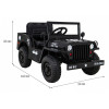 Autko Wojskowe Retro dla dzieci Czarny + Napęd 4x4 + Pilot + 2 Bagażniki + Wolny Start + MP3 LED