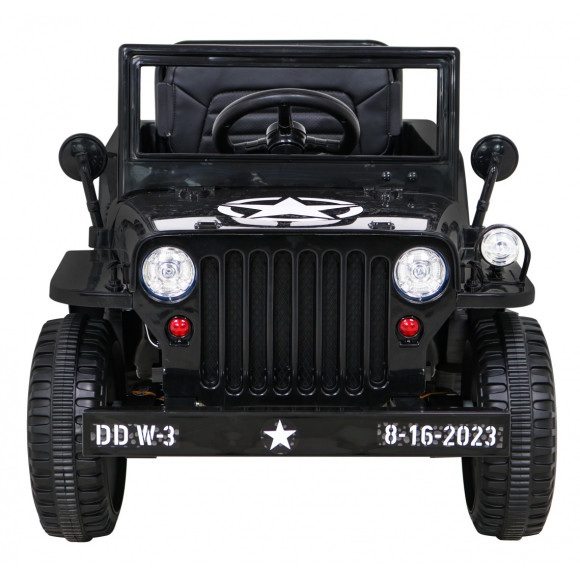 Autko Wojskowe Retro dla dzieci Czarny + Napęd 4x4 + Pilot + 2 Bagażniki + Wolny Start + MP3 LED