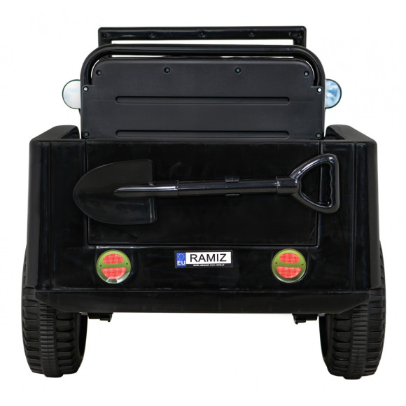 Autko Wojskowe Retro dla dzieci Czarny + Napęd 4x4 + Pilot + 2 Bagażniki + Wolny Start + MP3 LED