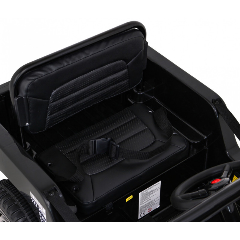 Autko Wojskowe Retro dla dzieci Czarny + Napęd 4x4 + Pilot + 2 Bagażniki + Wolny Start + MP3 LED