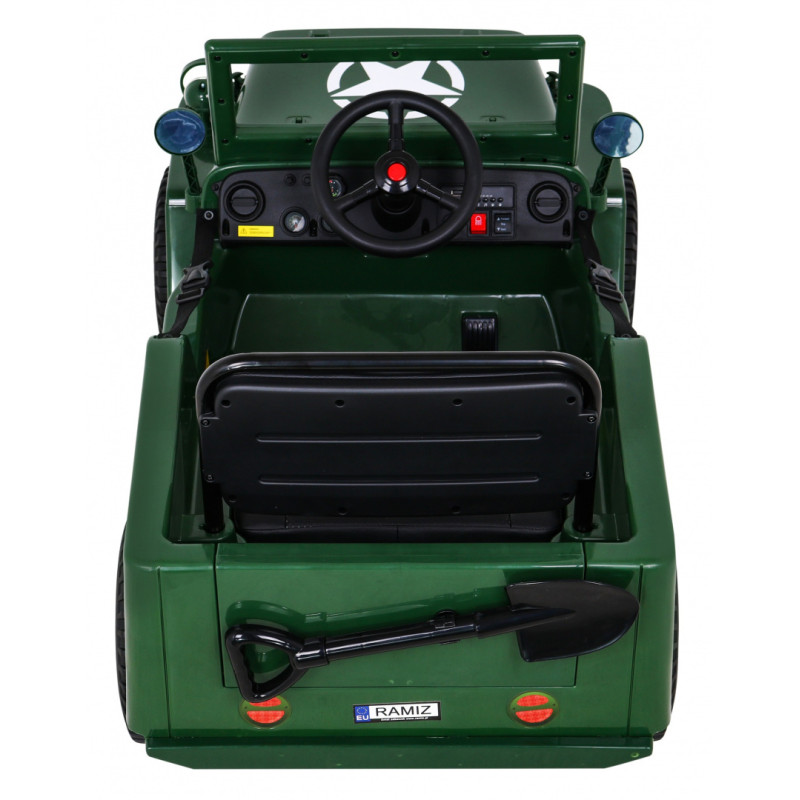 Autko Wojskowe Retro dla dzieci Zielony + Napęd 4x4 + Pilot + 2 Bagażniki + Wolny Start + MP3 LED