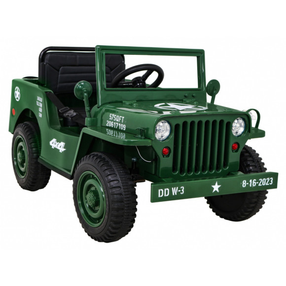 Autko Wojskowe Retro dla dzieci Zielony + Napęd 4x4 + Pilot + 2 Bagażniki + Wolny Start + MP3 LED Autko Wojskowe Retro dla dzieci Zielony + Napęd 4x4 + Pilot + 2 Bagażniki + Wolny Start + MP3 LED