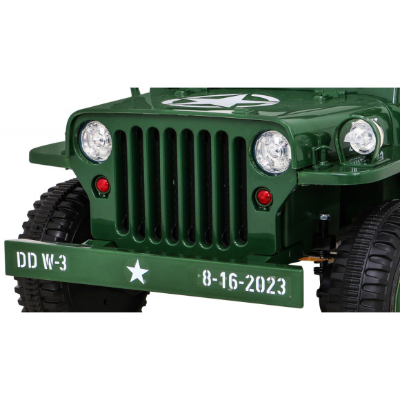 Autko Wojskowe Retro dla dzieci Zielony + Napęd 4x4 + Pilot + 2 Bagażniki + Wolny Start + MP3 LED Autko Wojskowe Retro dla dzieci Zielony + Napęd 4x4 + Pilot + 2 Bagażniki + Wolny Start + MP3 LED