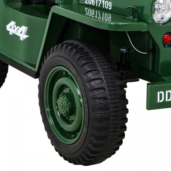 Autko Wojskowe Retro dla dzieci Zielony + Napęd 4x4 + Pilot + 2 Bagażniki + Wolny Start + MP3 LED Autko Wojskowe Retro dla dzieci Zielony + Napęd 4x4 + Pilot + 2 Bagażniki + Wolny Start + MP3 LED